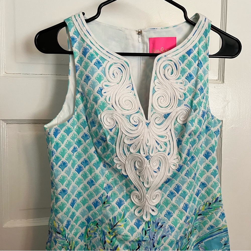 NWT Lilly Pulitzer Gabby Stretch Shift Bondi Blue Scuba Doo 4 - Picture 2 of 7